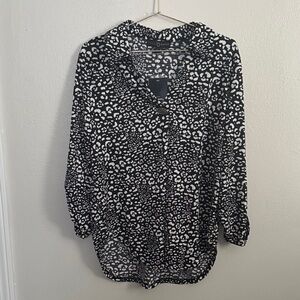 Fred David Black and White Animal Print Blouse